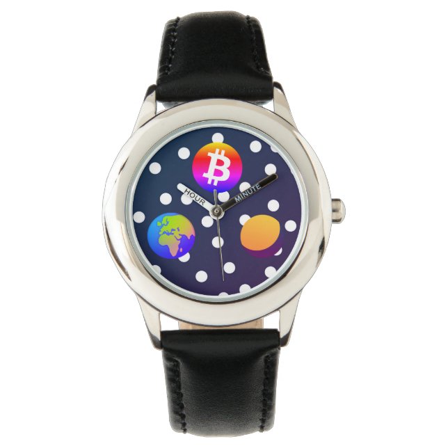 Bitcoin Solar Space Designer (färgfull) Watch Armbandsur (Framsida)