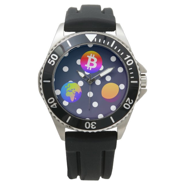 Bitcoin Solar Space Designer (färgfull) Watch Armbandsur (Framsida)