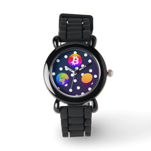 Bitcoin Solar Space Designer (färgfull) Watch Armbandsur (Framsida)