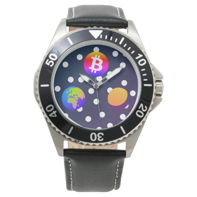 Bitcoin Solar Space Designer (färgfull) Watch Armbandsur (Framsida)