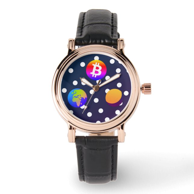 Bitcoin Solar Space Designer (färgfull) Watch Armbandsur (Framsida)