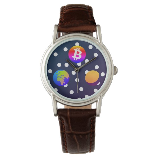 Bitcoin Solar Space Designer (färgfull) Watch Armbandsur (Framsida)