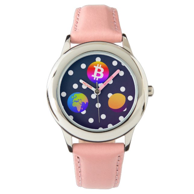 Bitcoin Solar Space Designer (färgfull) Watch Armbandsur (Framsida)