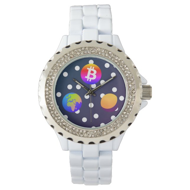 Bitcoin Solar Space Designer (färgfull) Watch Armbandsur (Framsida)