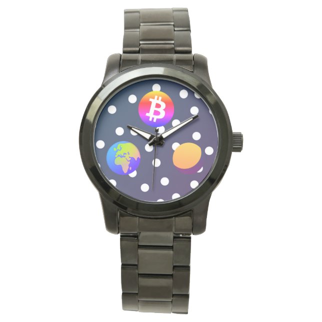 Bitcoin Solar Space Designer (färgfull) Watch Armbandsur (Framsida)