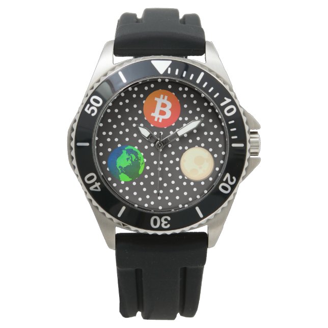Bitcoin Solar System Designer Watch Armbandsur (Framsida)