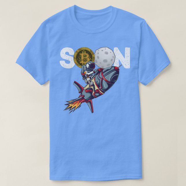 Bitcoin SOON TO Måne Cryptocurrency HODL Funny Grå T Shirt (Design framsida)