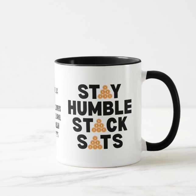 Bitcoin STAY HUMBLE STACK SATS Christian Crypto Mugg (Höger)