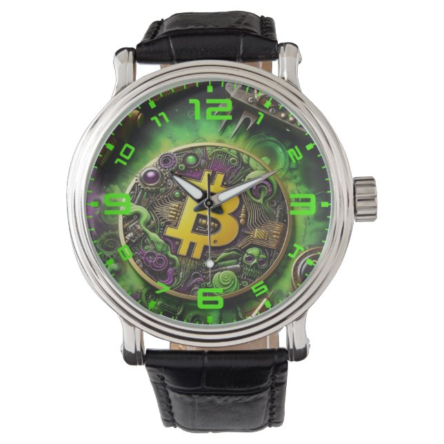 Bitcoin Steampunk Stil Watch Armbandsur (Framsida)