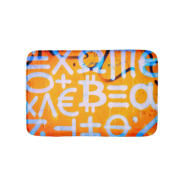 Bitcoin Street Art (Orange Målning Nr. 1) Badrumsmatta (Framsidan)