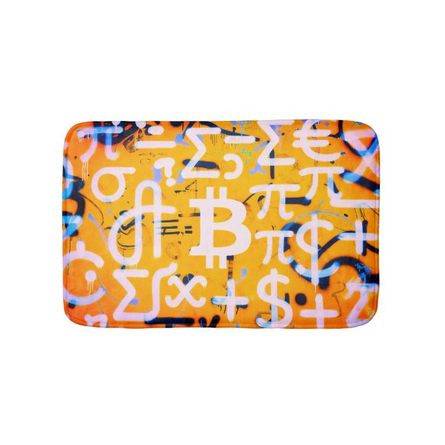 Bitcoin Street Art (Orange Målning Nr 4) Badrumsmatta (Framsidan)