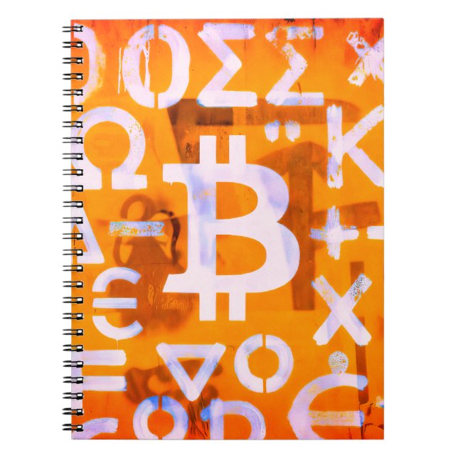 Bitcoin Street Art (Orange Målning Nr 6) Anteckningsbok (Framsidan)