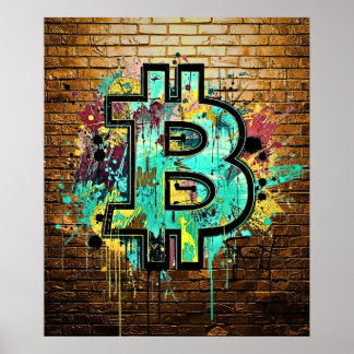 Bitcoin Street Art-poster – Färgglatt Graffiti-des Poster