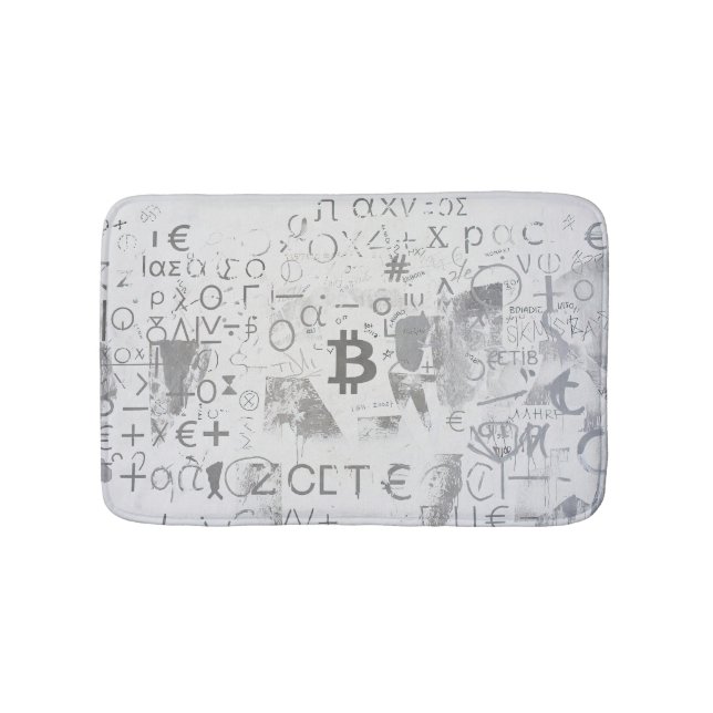 Bitcoin Street Art (Vit målning nr 3) Badrumsmatta (Framsidan)