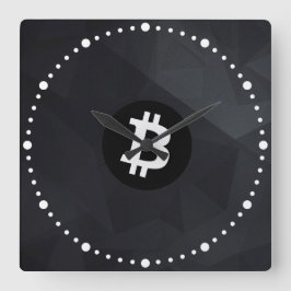 Bitcoin Svart Kristall Fyrkantig Klocka