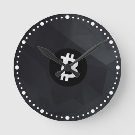 Bitcoin Svart Kristall Rund Klocka