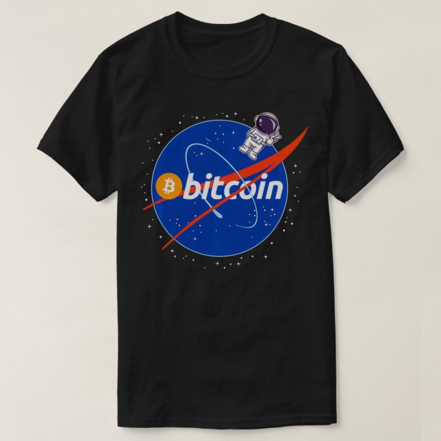 Bitcoin till Måne Astronaut Crypto Cryptocurrenc T Shirt (Design framsida)