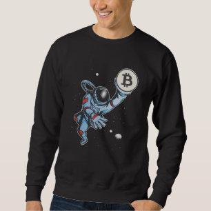 Bitcoin till måne Astronaut Lång Ärmad Tröja