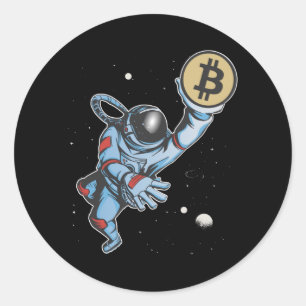 Bitcoin till måne Astronaut Runt Klistermärke