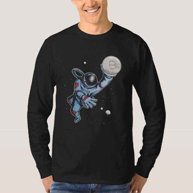 Bitcoin till måne Astronaut T Shirt (Framsida)