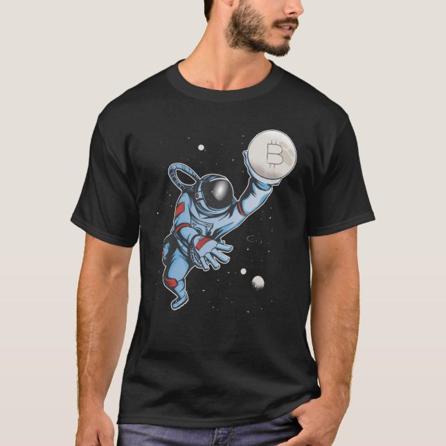 Bitcoin till måne Astronaut T Shirt (Framsida)