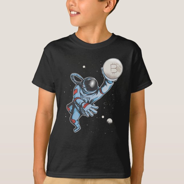 Bitcoin till måne Astronaut T Shirt (Framsida)