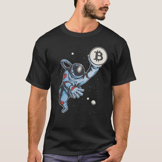 Bitcoin till måne Astronaut T Shirt (Framsida)