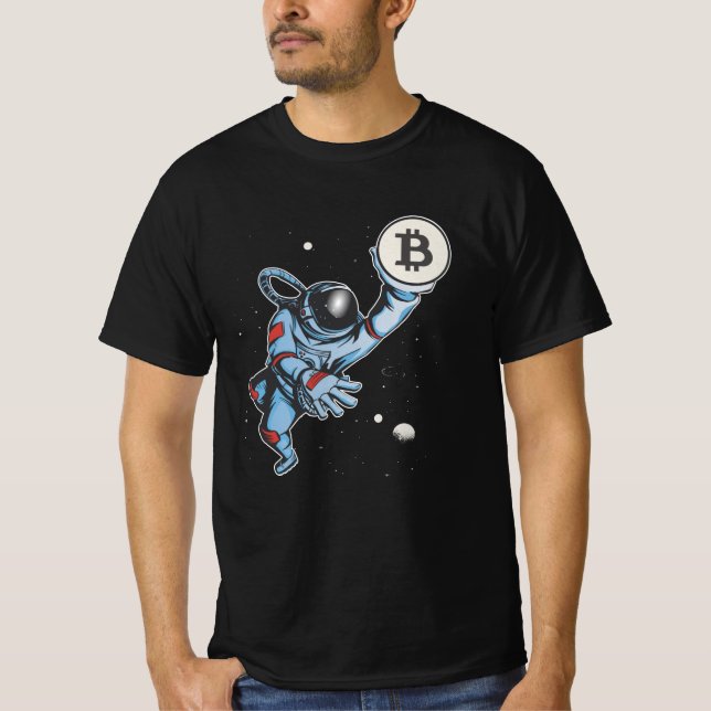 Bitcoin till måne Astronaut T Shirt (Framsida)