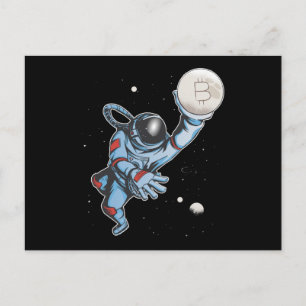 Bitcoin till måne Astronaut Vykort