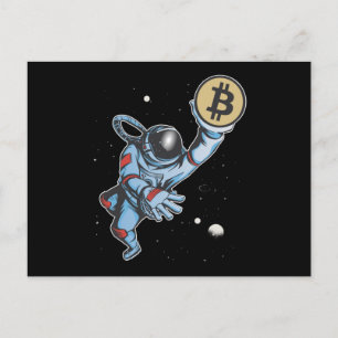 Bitcoin till måne Astronaut Vykort
