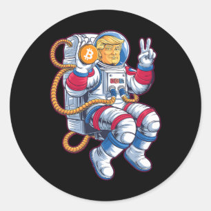 Bitcoin till Måne BTC Astronaut Crypto Fomo Trum Runt Klistermärke