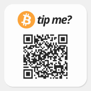 Bitcoin Tip Me? Fyrkantigt Klistermärke