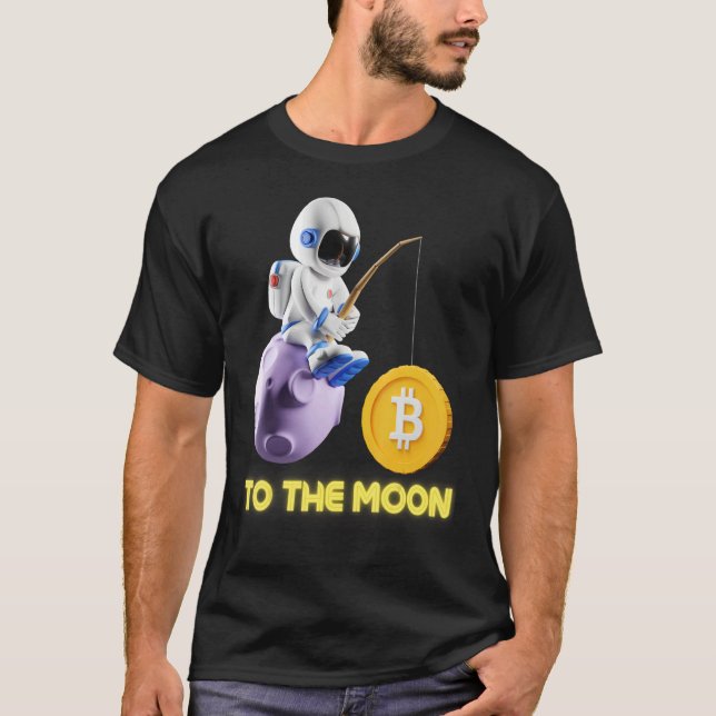 Bitcoin To The Moon Astronaut Cryptocurrency Excha T Shirt (Framsida)
