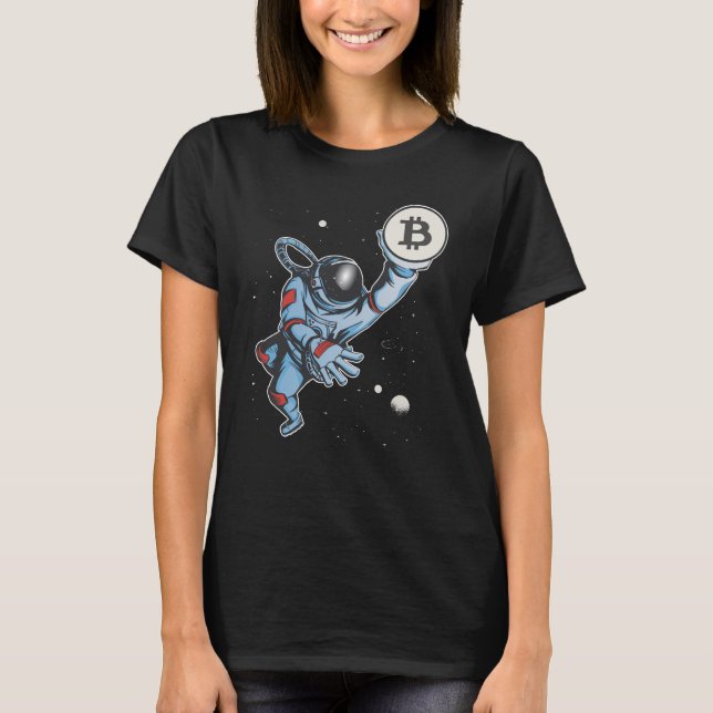 Bitcoin to the moon Astronaut T Shirt (Framsida)