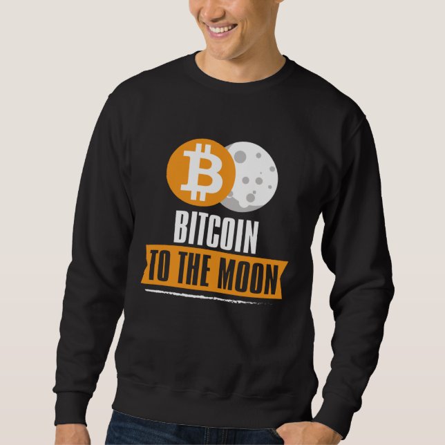 Bitcoin to the Moon  BTC Lång Ärmad Tröja (Framsida)