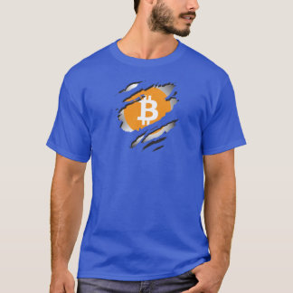 Bitcoin Torn Image w/ Logo Reveal Underneath - T Shirt
