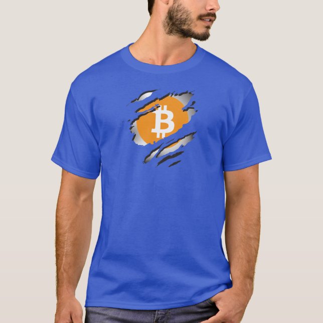 Bitcoin Torn Image w/ Logo Reveal Underneath - T Shirt (Framsida)