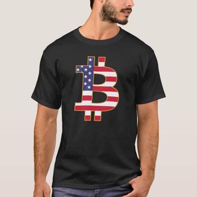 Bitcoin USA flagga - Btc Crypto T Shirt (Framsida)