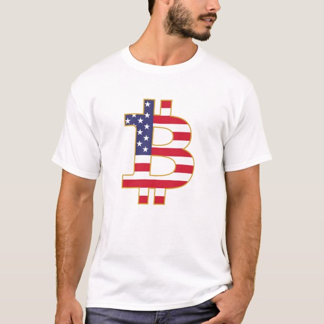 Bitcoin USA flagga - Btc Crypto T Shirt (Framsida)