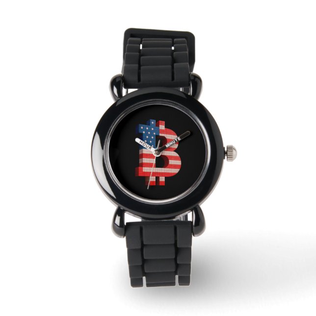 Bitcoin USA Pixel ₿ Armbandsur (Framsida)