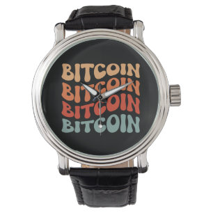 Bitcoin Vågigt Snyggt Crypto Typography Design Armbandsur