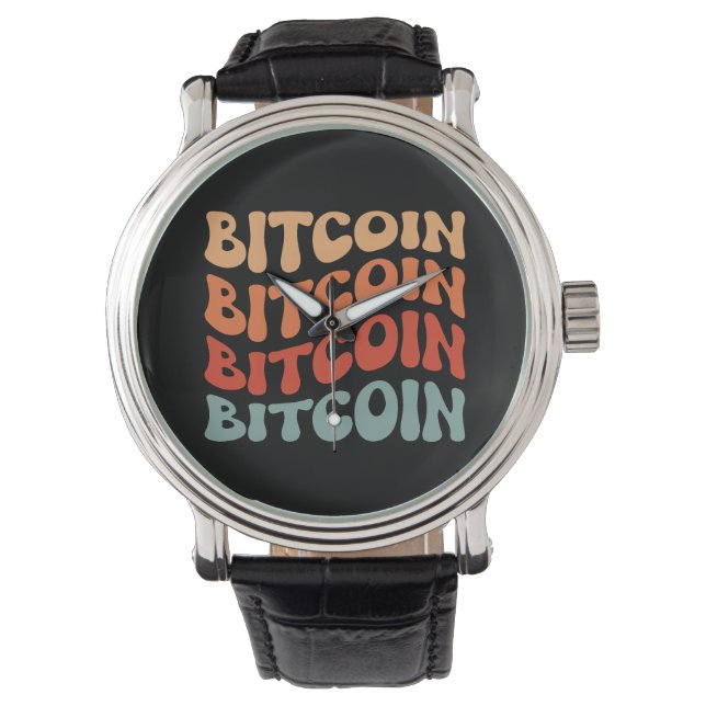 Bitcoin Vågigt Snyggt Crypto Typography Design Armbandsur (Framsida)