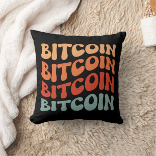 Bitcoin Vågigt Snyggt Crypto Typography Design Kudde