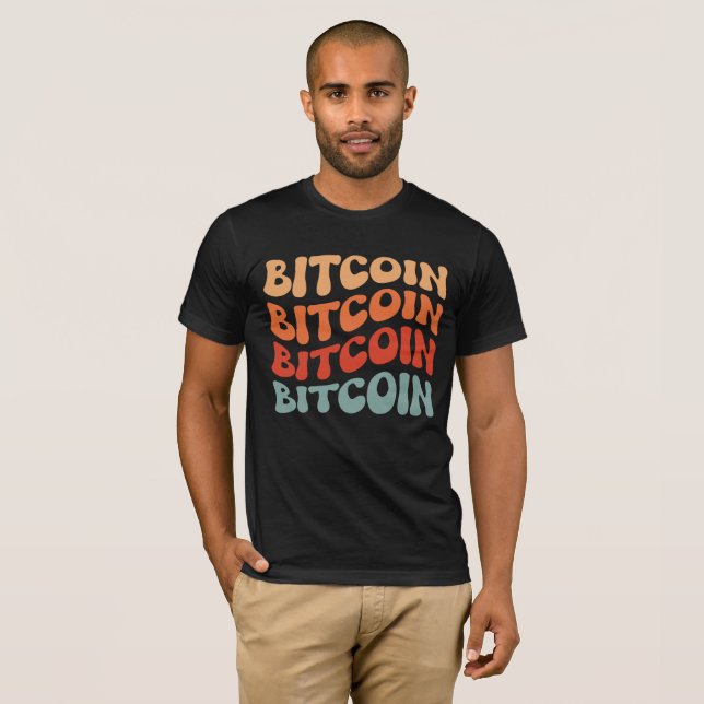 Bitcoin Vågigt Snyggt Crypto Typography Design T Shirt (Hel framsida)