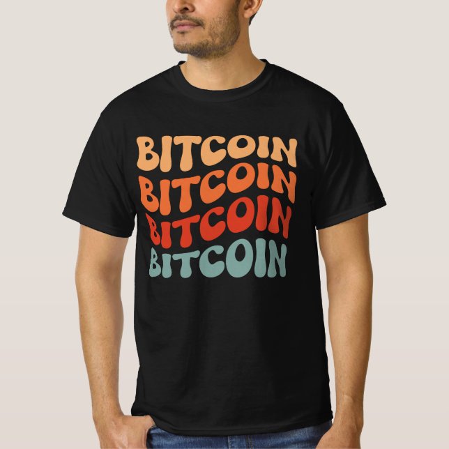 Bitcoin Vågigt Snyggt Crypto Typography Design T Shirt (Framsida)