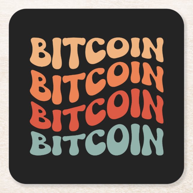 Bitcoin Vågigt Snyggt Crypto Typography Design Underlägg Papper Kvadrat (Framsidan)