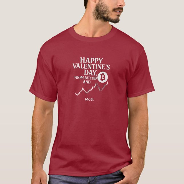 Bitcoin Valentine Chart Trend Trader T Shirt (Framsida)