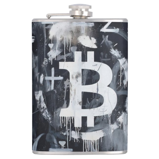 Bitcoin Valuta Gatukonst (Svart Målning Nr. 1) Fickplunta (Framsidan)