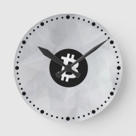 Bitcoin Vit Kristall Rund Klocka