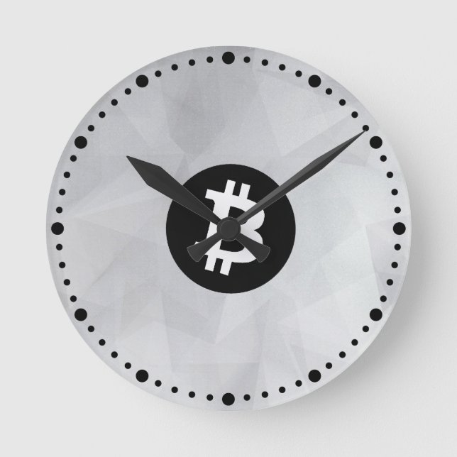 Bitcoin Vit Kristall Rund Klocka (Framsida)